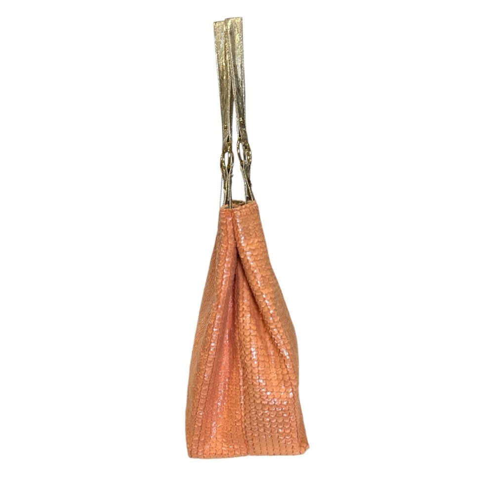 Big Buddha Tote Bag Coral Textured Pattern Gold Trim - Picture 13 of 15